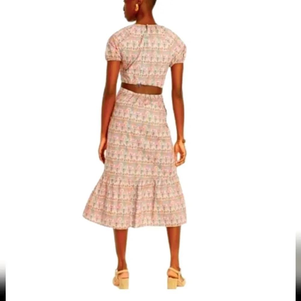 J Crew Liberty Print Midi Dress With Cut Out Back Cotton Size 0
